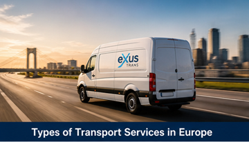 Différents types de services de transport en Europe, incluant des fourgons de livraison express et des opérations logistiques en camion complet